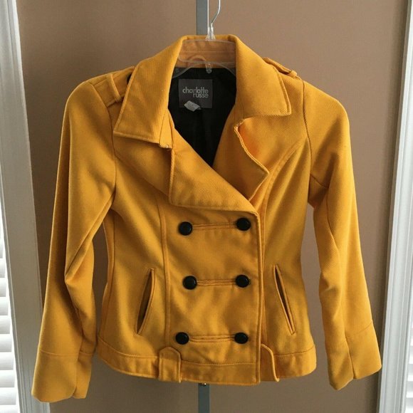 Charlotte Russe Yellow Jacket Corduroy Pea Coat S - Picture 5 of 5
